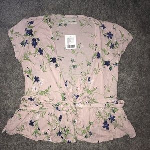 Urban Outfitters Deep-V Floral Tie Shirt